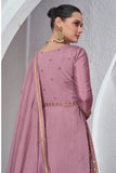 Ethnic Designer  Mauve Viscos Silk Embroidered Gown With Skirt - women's fashion mart