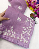 New Partywear Look Fancy Designer Cotton Tread Work Embroidery Saree With Super Blouse  women's fashion mart