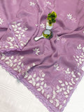 New Partywear Look Fancy Designer Cotton Tread Work Embroidery Saree With Super Blouse  women's fashion mart