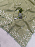 New Partywear Look Fancy Designer Cotton Tread Work Embroidery Saree With Super Blouse  women's fashion mart