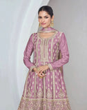 Glowing Mauve Festive Wear Embroidered Chinon Sharara Suit - women's fashion mart