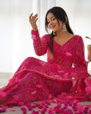 Pink chiffon bandhani Printed Ready to wear saree -Saree XS women's fashion mart
