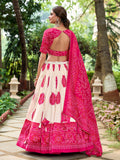 Pink Color Bandhej Printed Tussar Silk Indian Lehenga Choli - women's fashion mart