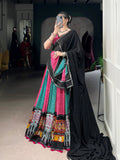 Pink Color Bandhej And Ajarakh Printed Rayon Chaniya Choli