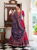Pink Color Gamthi Print And Embossed Design Tussar Silk Lehenga Choli
