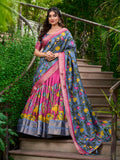 Pink Color Kalamkari Print With Zari Weaving Dola Silk South Indian Lehenga Choli - women's fashion mart