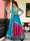 Pink Kanchipuram Lehenga Choli with Elegant Zari Weaving Details  women's fashion mart