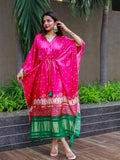 Pink Color Digital Bandhej Print Pure Gaji Silk Kaftan - women's fashion mart