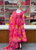 Pink Organza Silk Anarkali Suit with Gota Patti Dupatta - women's fashion mart