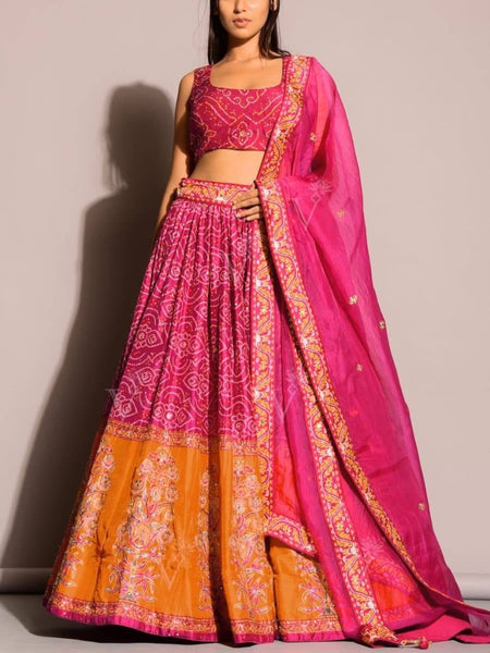 Pink Satin silk + tapeta silk lehnga with Dori , thread & sequence work - INSPIRED | Ready To Wear - women's fashion mart