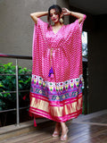 Pink & White Color Digital Print Pure Gaji Silk Kaftan -kaftan Default Title women's fashion mart