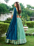 Pista Color Zari Weaving Work Kanchipuram Lehenga Choli - women's fashion mart
