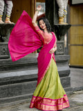 Pista Color Zari Weaving Work Kanchipuram South Culture  women's fashion mart