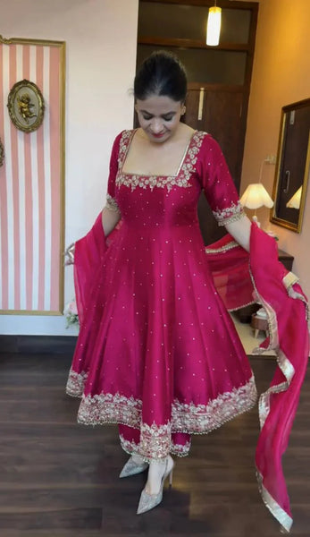 Prachi Pink Premium Vichitra Royal Elegant Suit Set - women's fashion mart
