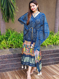 Blue Color Digital Bandhej Print Pure Gaji Silk Kaftan - women's fashion mart