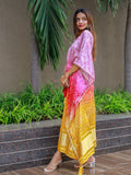 Multi Color Digital Bandhej Print Pure Gaji Silk Kaftan - women's fashion mart