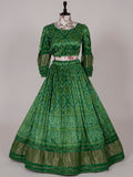 Green Color Bandhani Printed Pure Gaji Silk Gujarati Chaniya Choli
