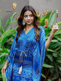 Blue Color Digital Bandhej Printed Pure Gaji Silk Kaftan - women's fashion mart