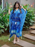 Blue Color Digital Bandhej Printed Pure Gaji Silk Kaftan - women's fashion mart