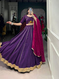 Purple Color Embossed Design With Gotta Patti Lace Touch Up Rayon Chaniya Choli - women's fashion mart
