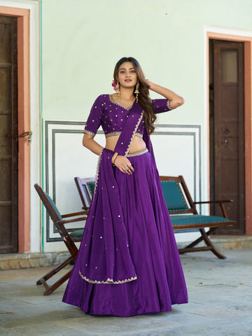 Indian Wedding Wear Chinon Lehenga