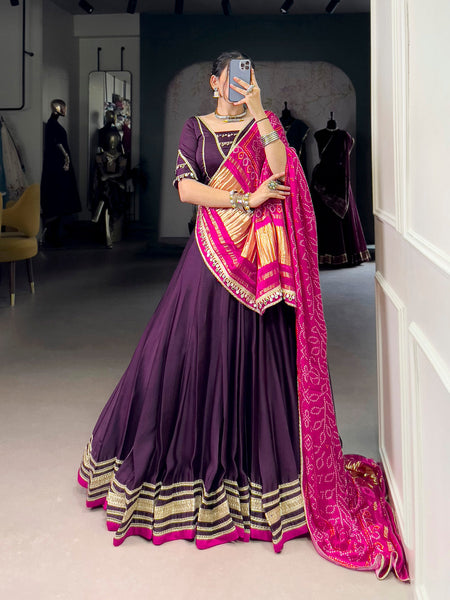 Purple Color Lace Touch Up Silk Georgette Chaniya Choli
