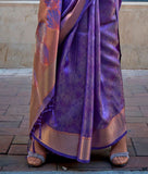 Purple Pure Handloom Two Tone Organza Weaving Saree - women's fashion mart