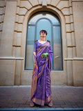 Purple Pure Handloom Two Tone Organza Weaving Saree - women's fashion mart