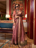 Dazzling Chiffon Hand Weaved Dusty Brown Classic Saree - women's fashion mart
