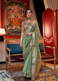 Extraordinary Chiffon Hand Weaved Pastel Green Classic Saree - women's fashion mart