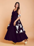 Raksha Bandhan Special Dark Wine Georgette Gown -Gowns Semi Stitched women's fashion mart