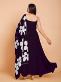 Raksha Bandhan Special Dark Wine Georgette Gown -Gowns Semi Stitched women's fashion mart