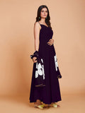 Raksha Bandhan Special Dark Wine Georgette Gown -Gowns Semi Stitched women's fashion mart