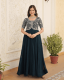 Rama georgette Embroidered A-line gown -Gowns M / Rama women's fashion mart