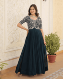 Rama georgette Embroidered A-line gown -Gowns M / Rama women's fashion mart