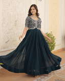 Rama georgette Embroidered A-line gown -Gowns M / Rama women's fashion mart