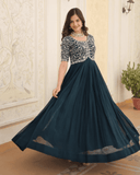 Rama georgette Embroidered A-line gown -Gowns M / Rama women's fashion mart