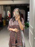 Multi Color Ajrakh Digital Printed Gaji Silk Kaftan - women's fashion mart