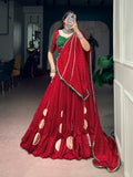 Durga Pooja Wear Red Lehenga Choli