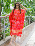 Red Color Digital Bandhej Printed Pure Gaji Silk Kaftan - women's fashion mart