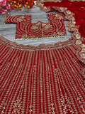Red Premium Silk Embellished With Beautiful Thread Embroidery Work - inspired | Ready To Wear - women's fashion mart
