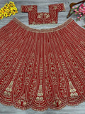 Red Premium Silk Embellished With Beautiful Thread Embroidery Work - inspired | Ready To Wear - women's fashion mart