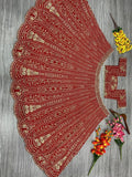 Red Premium Silk Embellished With Beautiful Thread Embroidery Work - inspired | Ready To Wear - women's fashion mart