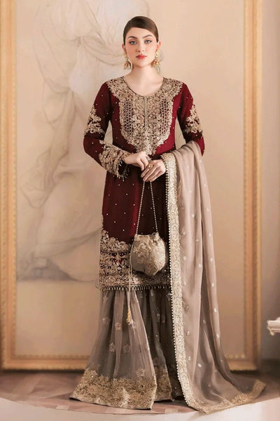 Georgette Red Colour Sharara Suit For Diwali Festival -Dress Dark Red / L women's fashion mart
