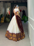 Regal Elegance White and Maroon Lehenga Choli Set - women's fashion mart