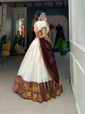 Regal Elegance White and Maroon Lehenga Choli Set -Lehenga Choli Semi Stitched women's fashion mart