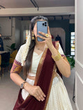 Regal Elegance White and Maroon Lehenga Choli Set -Lehenga Choli Semi Stitched women's fashion mart