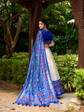Royal Blue Color Patola Print With Tussar Silk Lehenga Choli - women's fashion mart