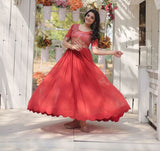 Royal Purple Embellished Gown with Elegant half Sleeves - women's fashion mart