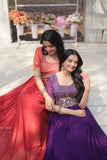 Royal Purple Embellished Gown with Elegant half Sleeves - women's fashion mart
